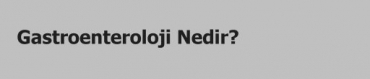 Gastroenteroloji Nedir?